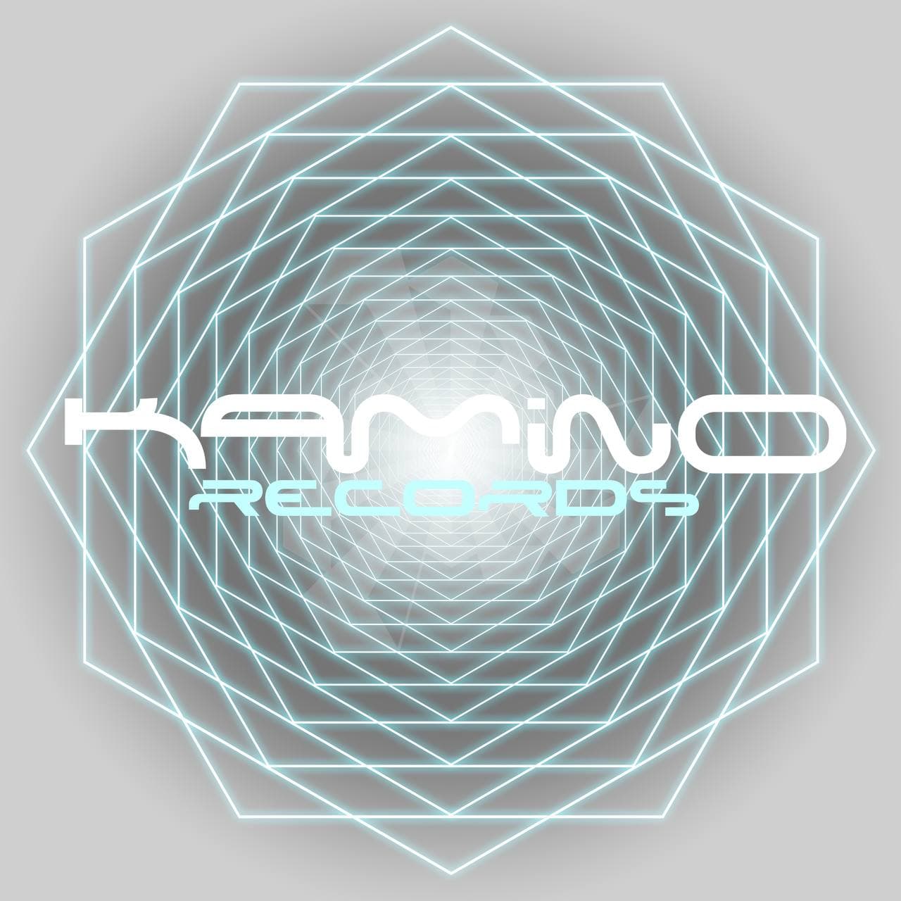 KAMINO Records logo inside a luminous geometric tunnel.